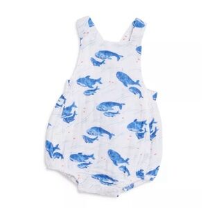 ANGEL DEAR Baby Boy Whale Hello There Retro Muslin Sunsuit- 18-24M